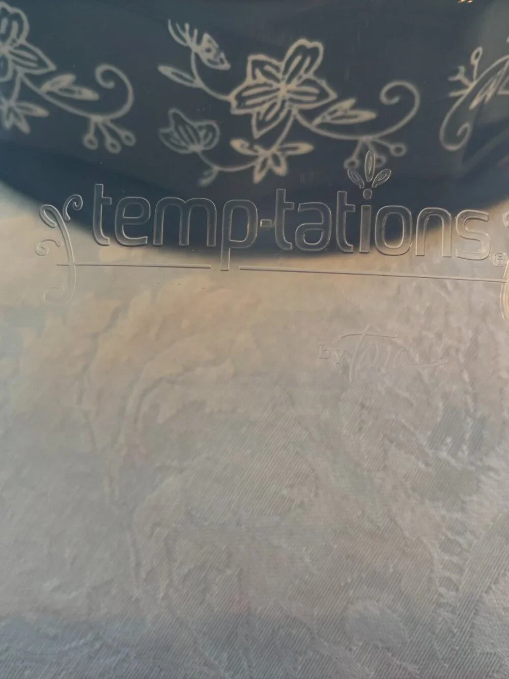 Temptations Blue/Cream Floral Lace Baking Dish 9